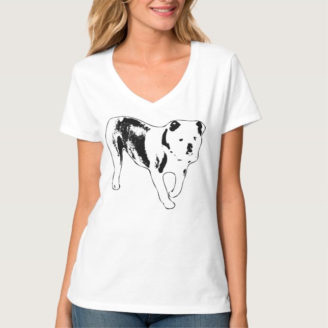 T-shirt Powerful Bulldog Side View Black and White Art (Devant)
