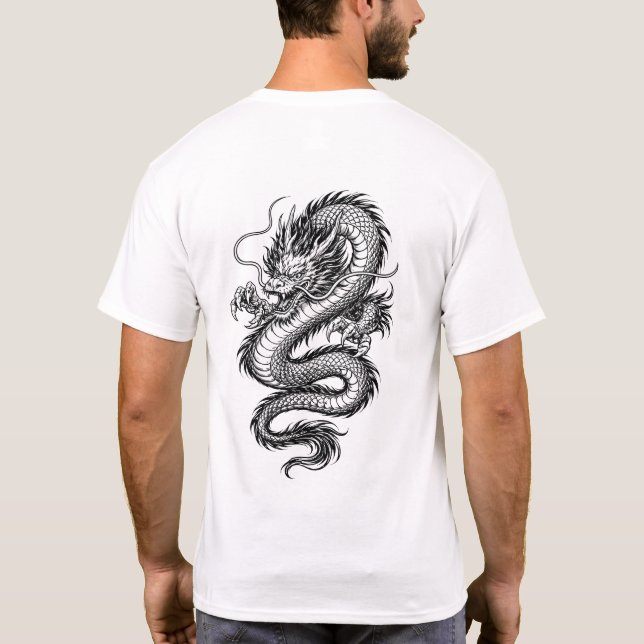 T-shirt Powerful Eastern Dragon Illustration Tee (Dos)