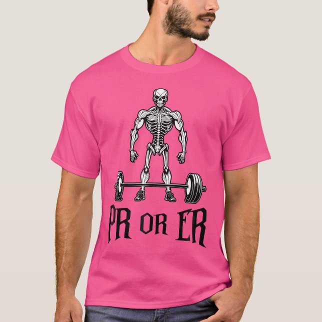 T-shirt Pr Ou Er Drôle Skeleton Poids Gym Bodybuil (Devant)