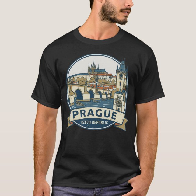 T-shirt Prague, City of a Hundred Spires: Czech Skyline (Devant)