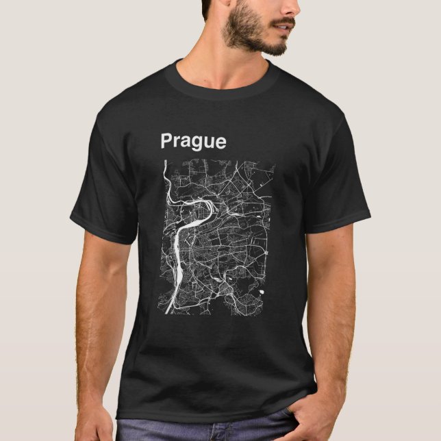 T-shirt Prague Czech Republic Classic City Map Graphic (Devant)