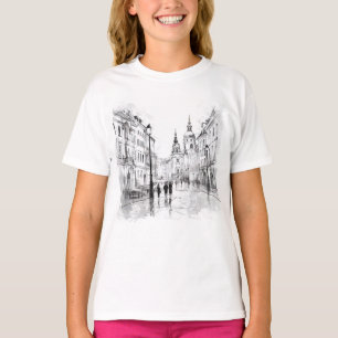 T-shirt Prague noire et blanche
