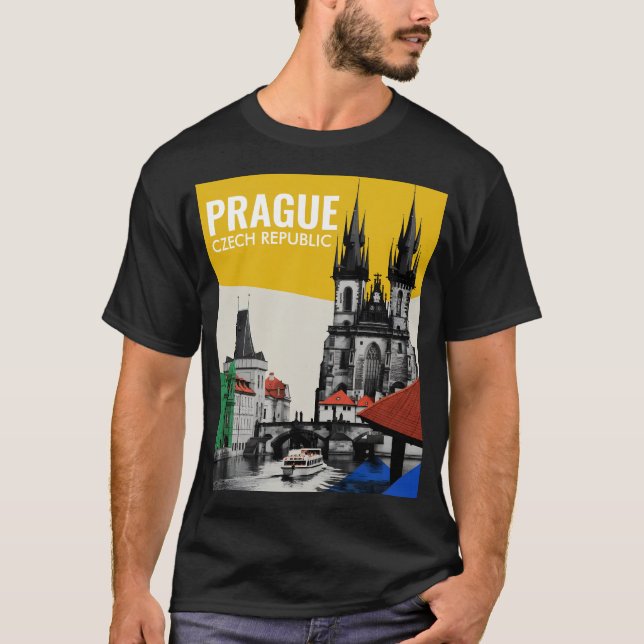 T-shirt Prague République tchèque Collage de la skyline de (Devant)