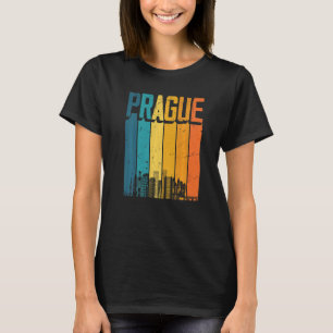T-shirt Prague République tchèque Retro Vintage Sunset Sky