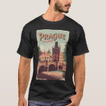 T-shirt Prague République tchèque Travel Art Vintage<br><div class="desc">Design de voyage vectoriel rétro Prague. Prague,  capitale de la République tchèque,  est divisée par la rivière Vltava. Surnommée "la Ville des Cent Spires",  elle est connue pour son Carré de la Vieille Ville.</div>
