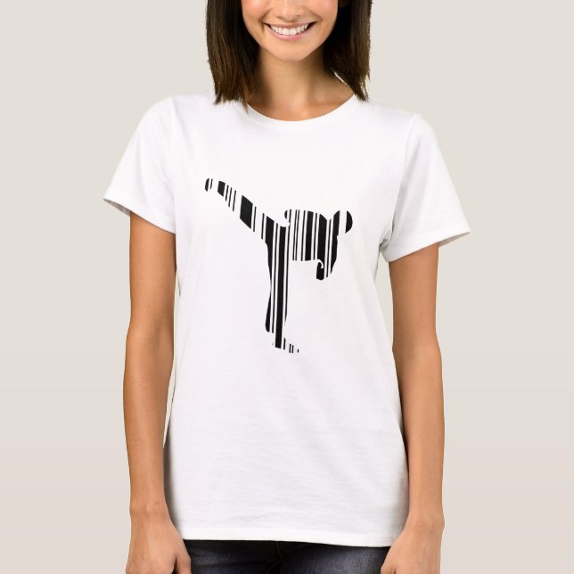 T-shirt PRATICIEN DE KICKBOXING CODE À BARRES Motif de cod (Devant)