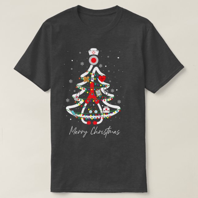 T-shirt Praticiens Yuletide Infirmière Stethoscope Xmas (Design devant)