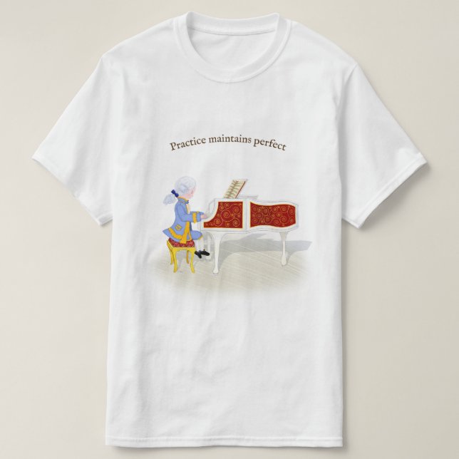 T-shirt Pratique Maintient Parfait Mozart Jouer Piano (Design devant)