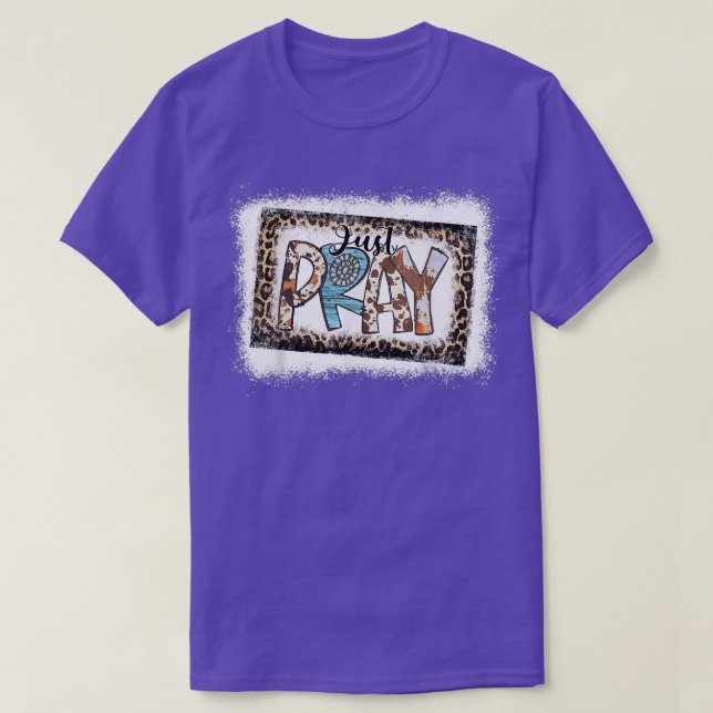 T-shirt Pray Christian Cowhide Leopard Western Bleach (Design devant)