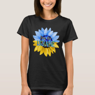 T-shirt Pray For Ukraine Blue And Yellow Sunflower