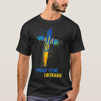 T-shirt Pray For Ukraine God Bless Ukraine Ukrainian Flag 