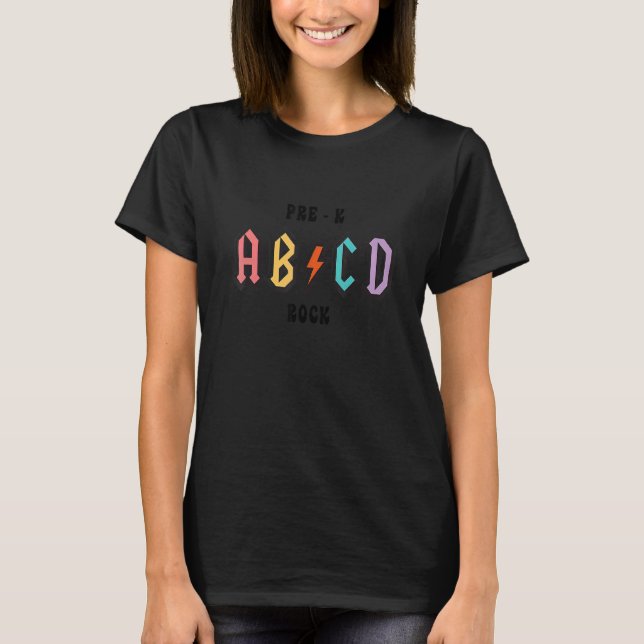 T-shirt Pré k ABCD Rocks Retour À L'École Pré k Enseignant (Devant)