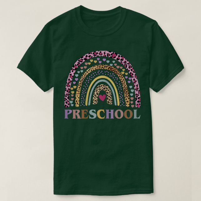 T-shirt Pré K Boho Rainbow Leopard Enseignant Kid Retour À (Design devant)