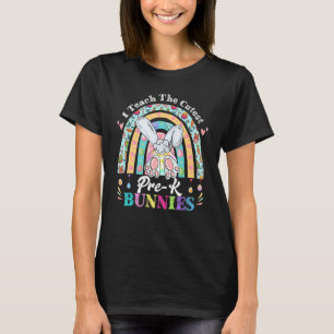 T-shirt Pré K Bunnies J'Enseigne Le Boho Cutest Rainbow Ea