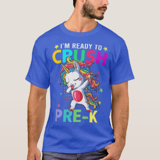 T-shirt Pré K Dabbing Unicorne Retour à l'école filles