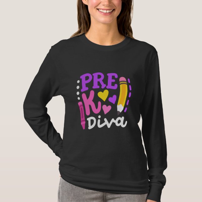 T-shirt Pré-K Diva Drôle Bienvenue À L'École Enseignants G (Devant)
