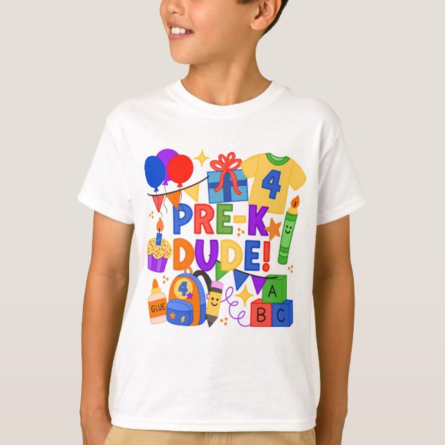 T-shirt Pre-K Dude Birthday & First Day of School Shirt  (Devant)