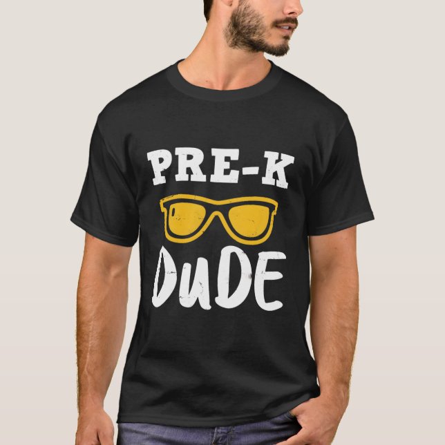 T-shirt Pré-K Dude Retour À L'École Pour Le Premier Jour D (Devant)