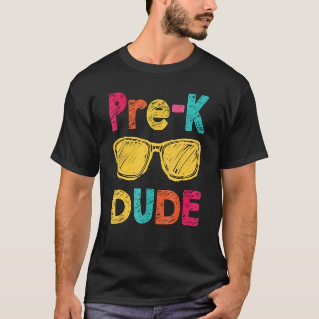 T-shirt Pré K Dude Retour À L'École Premier Jour De L'Écol (Devant)