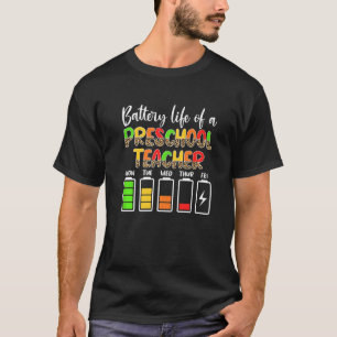 T-shirt Pré K Enseignant Batterie Vie Préscolaire Enseigna