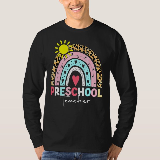T-shirt Pré K Enseignant Enseigner Préscolaire Boho Rainbo (Devant)
