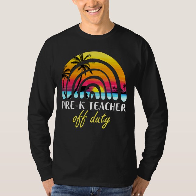 T-shirt Pré K Enseignant hors service Plage Sunset Rainbow (Devant)