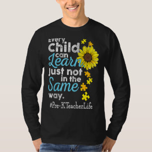 T-shirt Pré K Enseignant Vie Autisme Chaque enfant peut ap