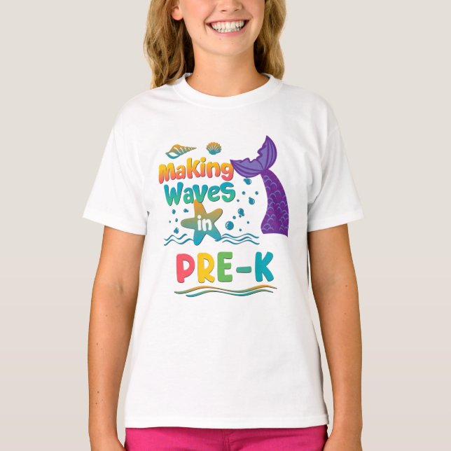 T-shirt Pre-K Mermaid Back to School Shirt (Devant)