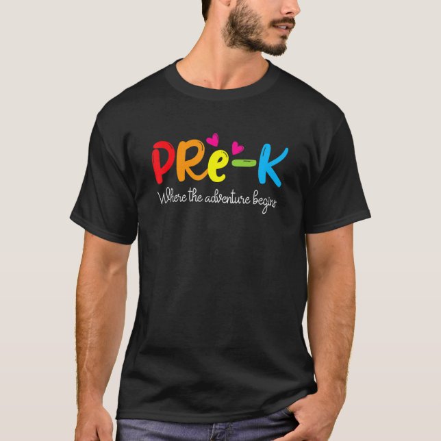 T-shirt Pré K Où L'Aventure Commence À Retourner À L'École (Devant)