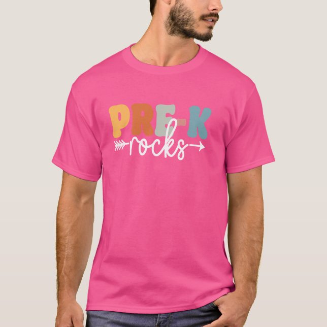 T-shirt Pré-k Rocks Retour À L'École Enseignants Étudiants (Devant)