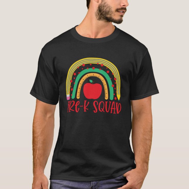 T-shirt Pré K Squad Enseignant Premier Jour D'École (Devant)