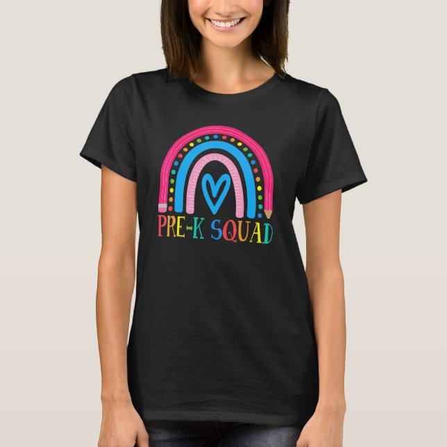 T-shirt Pré K Squad Enseignant Rainbow Lover Retour À L'Éc (Devant)
