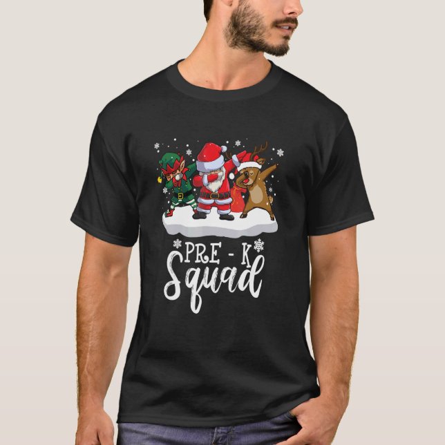 T-shirt Pre K Squad Reindeer Santa Elf Matching Xmas Teach (Devant)