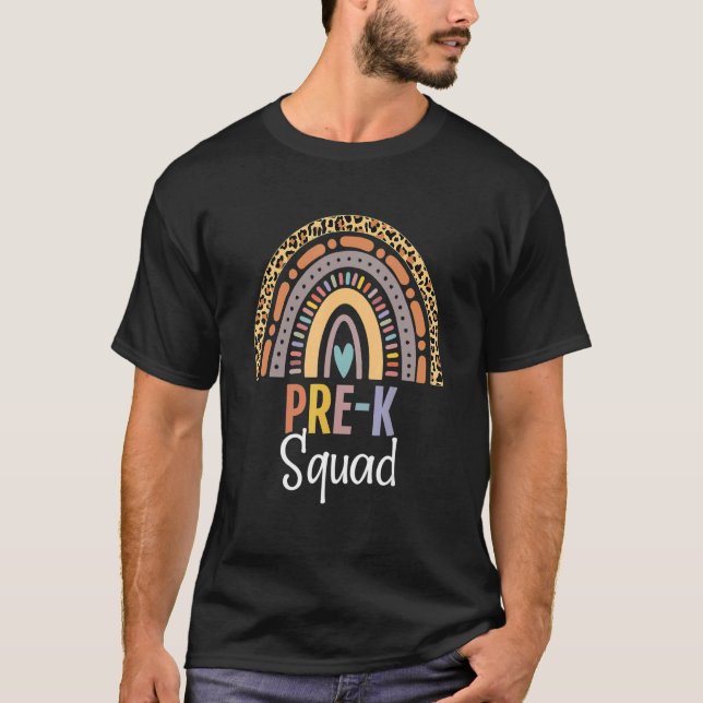 T-shirt Pré K Squad Retour À L'École Boho Rainbow Leopard (Devant)