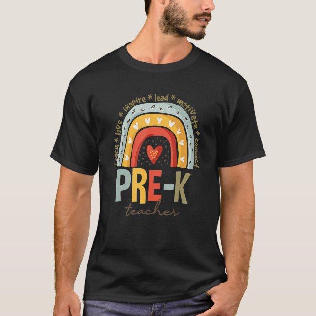 T-shirt Pre K Teacher Life Boho Rainbow  Back To School (Devant)