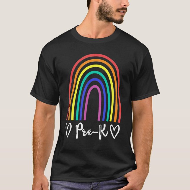 T-shirt Pré K Team Enseignant Ou Étudiant Rainbow Team Pre (Devant)