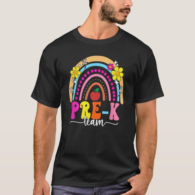 T-shirt Pré K Team Rainbow Retour À L'École Pré K Enseigna (Devant)