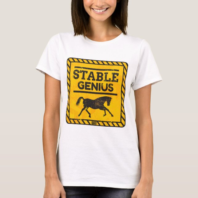 T-shirt Précaution avertissant la politique stable d'atout (Devant)