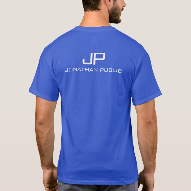 T-shirt Précédent Imprimer Monogramme Nom Mens Deep Royal  (Dos)