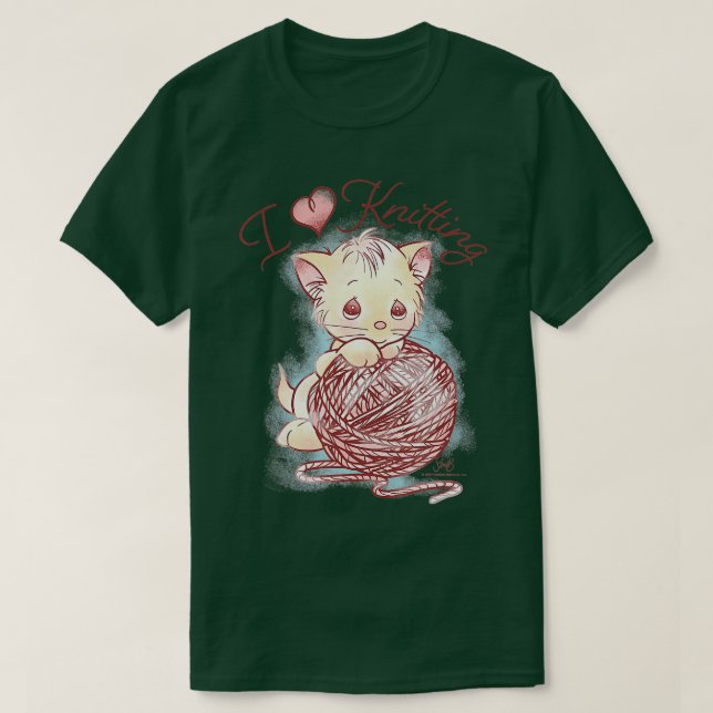 T-shirt Précious Moments Kitten I Love Knitting (Design devant)