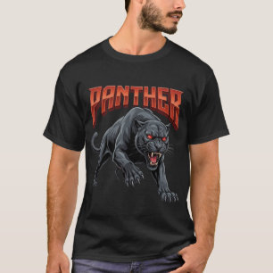 T-shirt Prédateur Alpha aux Yeux Rouges Panthère Noire Fér