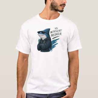 T-shirt Prédateur Requin Introverti Cool avec des Lunettes