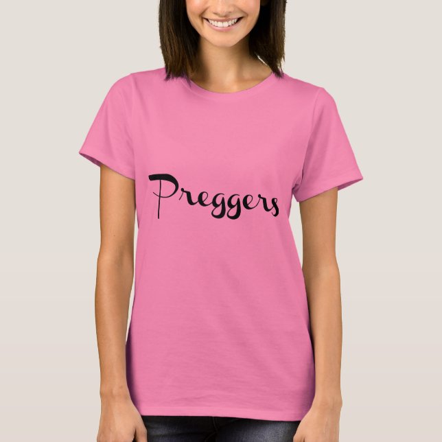 T-shirt Preggers Script Black Funny (Devant)