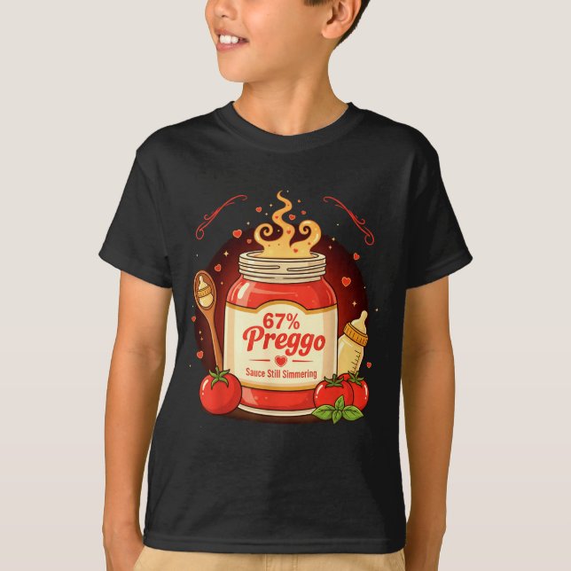 T-shirt Preggo Sauce Pasta Pregnancy Announcement Funny 67 (Devant)
