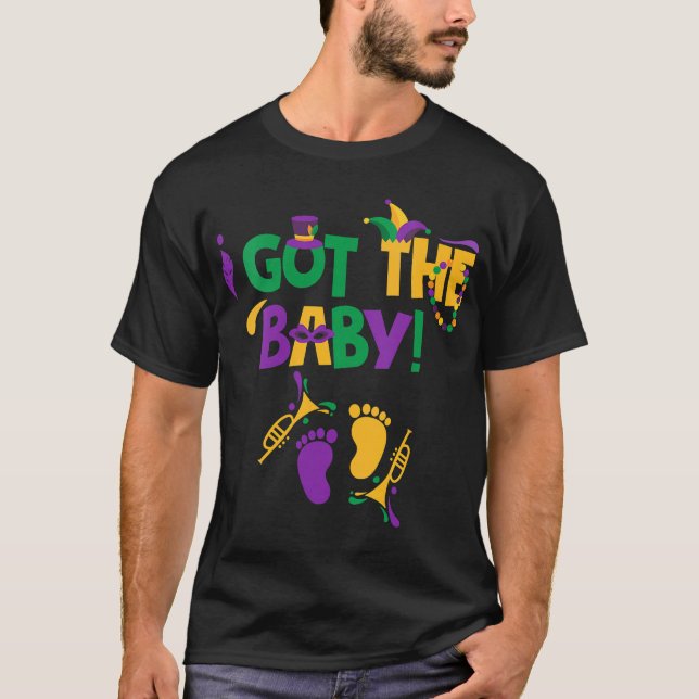 T-shirt Pregnancy Announcement Mardi Gras (Devant)