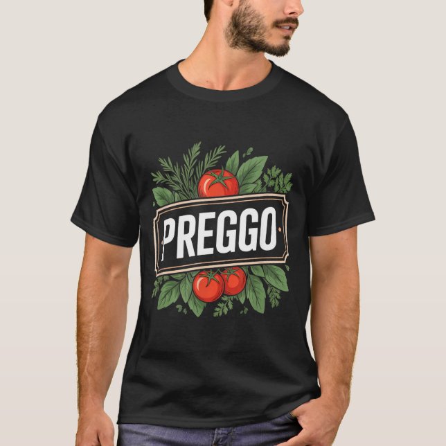 T-shirt Pregnancy Announcement Prego Pasta Sauce Funny Pre (Devant)