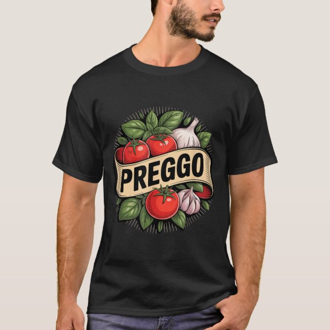 T-shirt Pregnancy Announcement Prego Pasta Sauce Funny Pre (Devant)