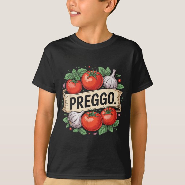 T-shirt Pregnancy Announcement Prego Pasta Sauce Funny Pre (Devant)