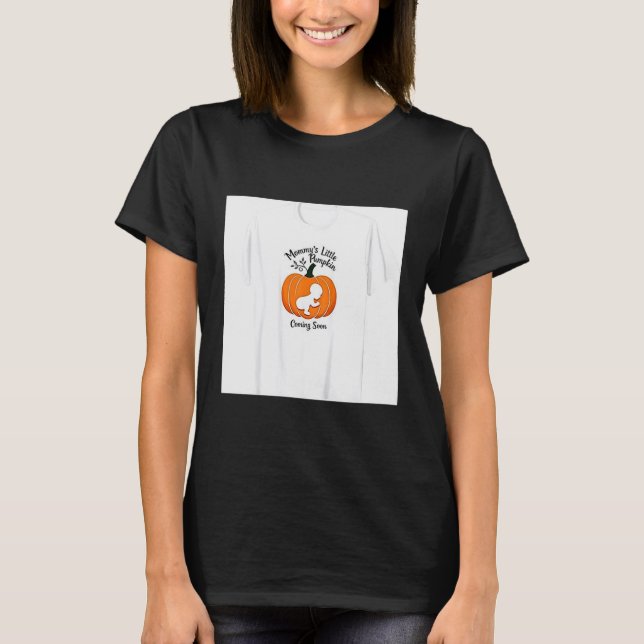 T-shirt Pregnant Halloween Mommy's Little Pumpkin Coming S (Devant)