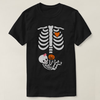 T-shirt Pregnant Skeleton Ribcage bébé fille mignonne Hall